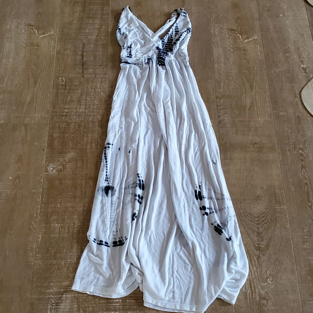 White tie dye  long summer dress, size S